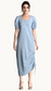 Rayon light blue solid color dress