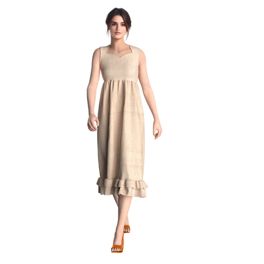 Beige sweatheart collared beige dress , House of supr made to measure