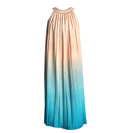 Luxurious Satin Ombre shaded dress (Beige Green)