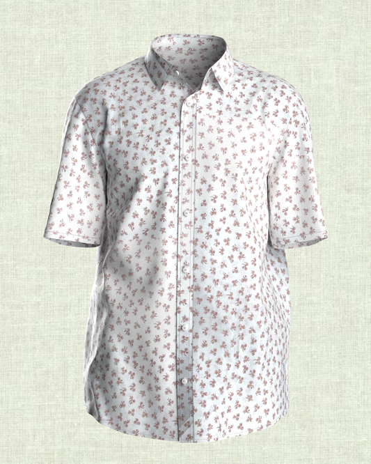 Ditsy print  mens Shirt ( Milky white combo)