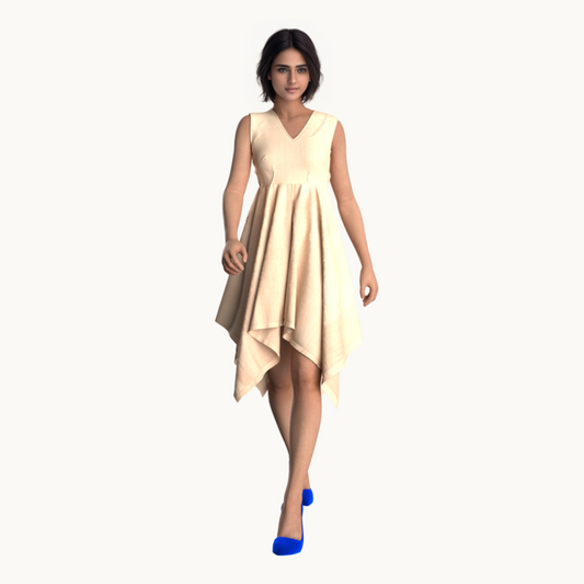 Asymmetrical Dress ( Soft Amber)|Affordable custom clothing | Custom made clothing online | house of supr | Custom tailored outfits | Tailored fit garments | Made to fit clothing