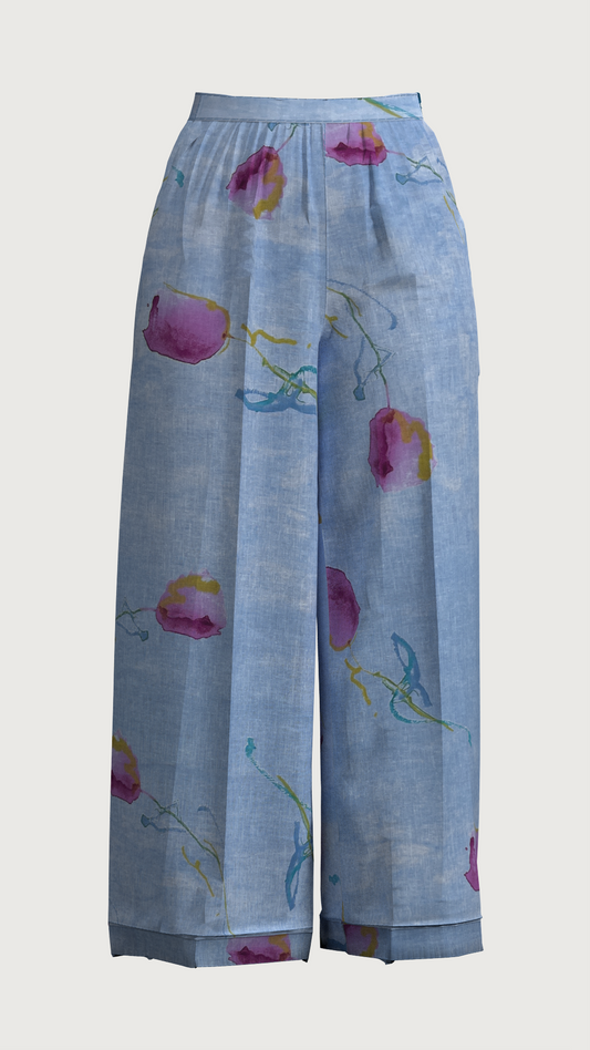 Printed cotton blue pant