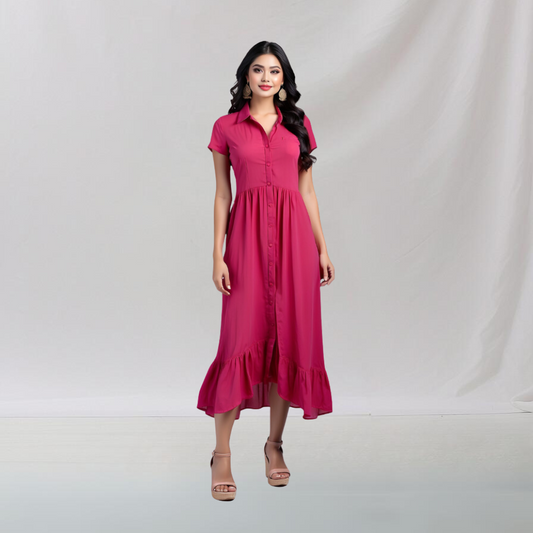  House of supr made to fit dress, customized, tailor made dress, make in your measurement, size, office wear, smart casual, casual dress in work office Cotton: Modish Fusionista Dress (Red)
