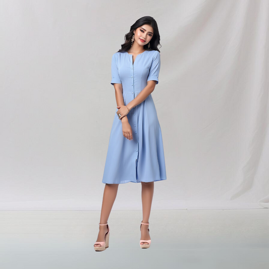 Cotton: Urban Indian Vogue Dress (Blue) House of supr offers made to measure service. Give your measurements and get dress made as per your size, Sustuainable zero waste fashion