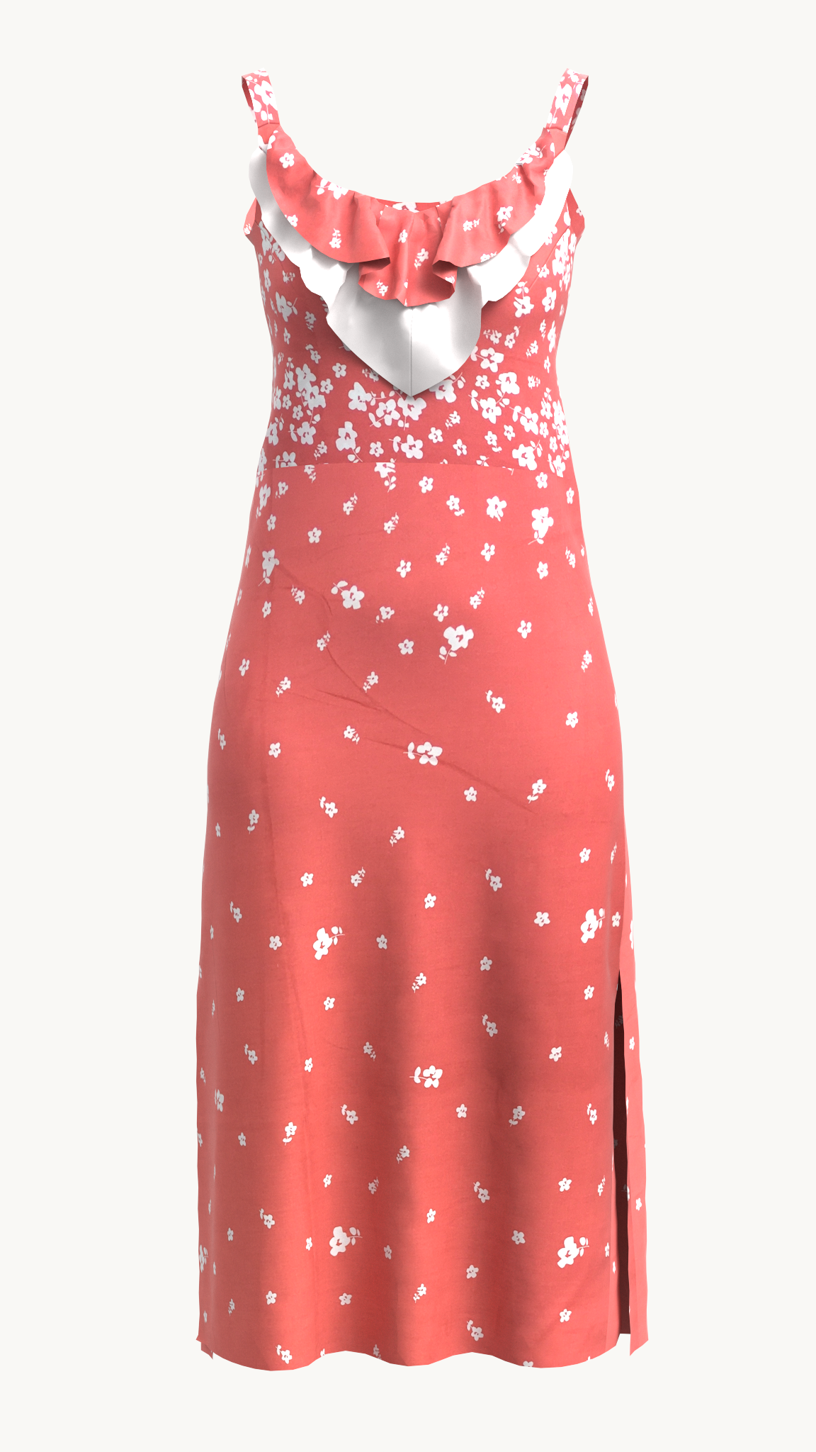 Overlay cotton midi dress with slide slit