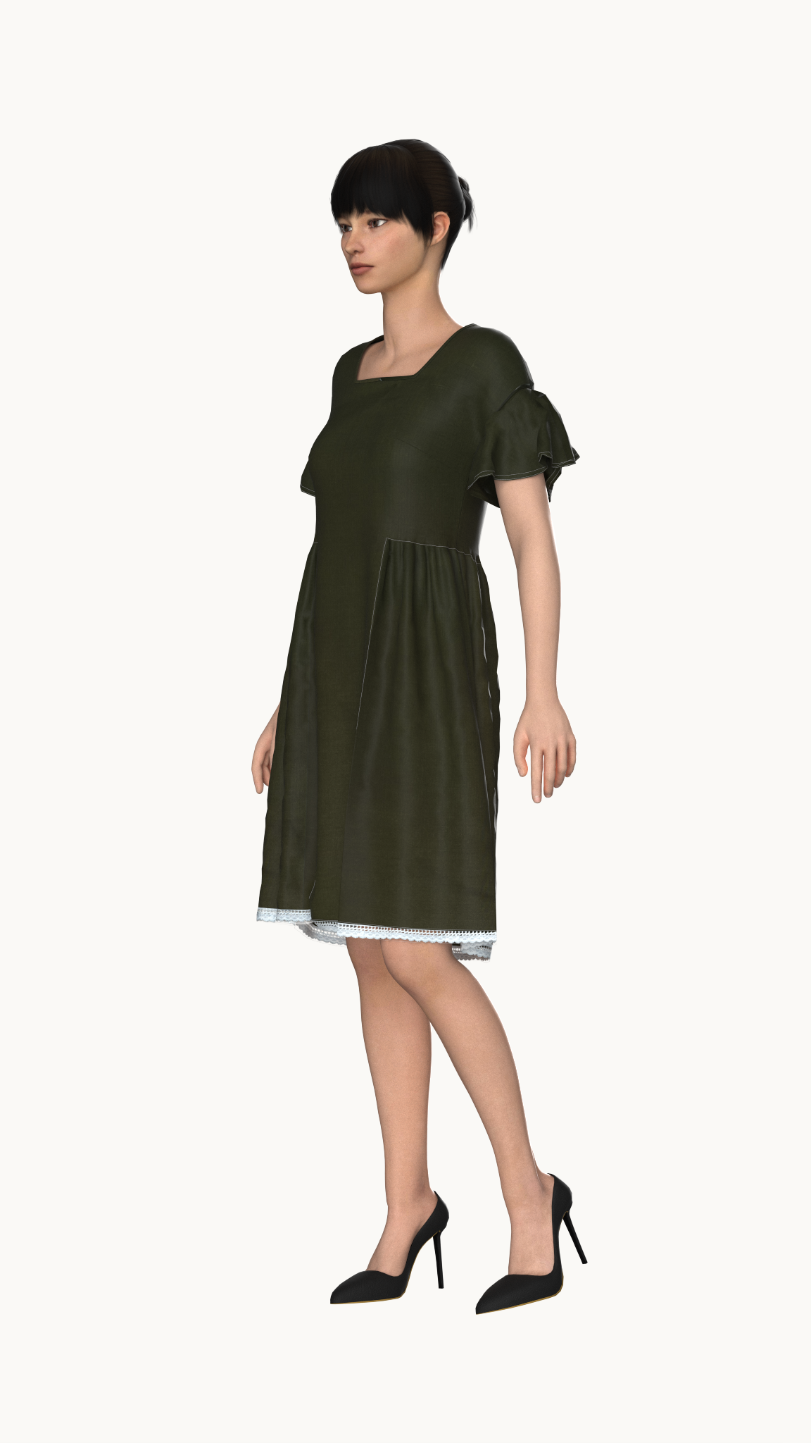 Gather dress at waist with lace hem (Plus size)