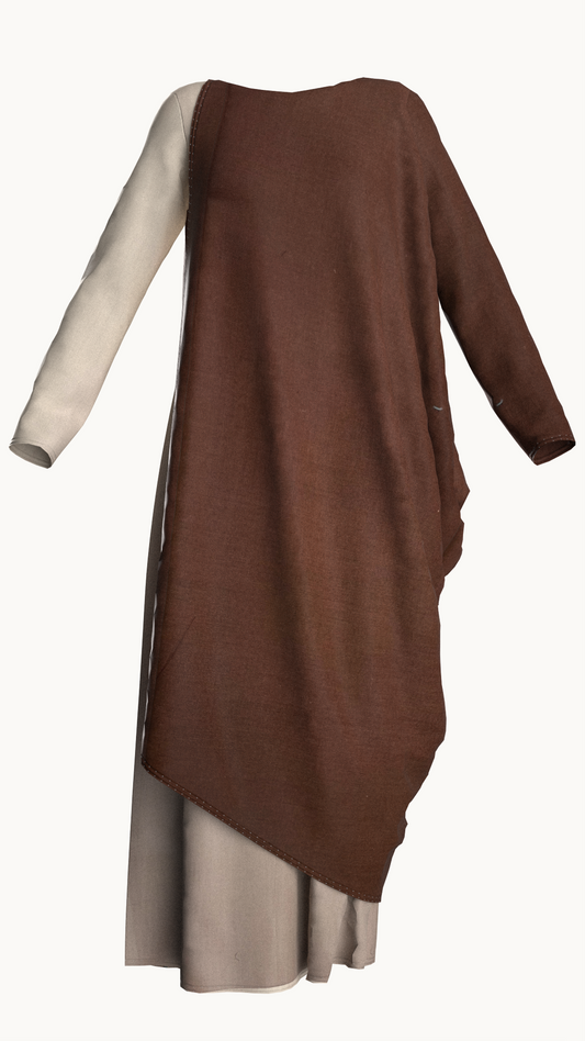 Drape silhouette, this full-sleeve maxi dress is featured in a drape-side design with contrast colour. House of supr