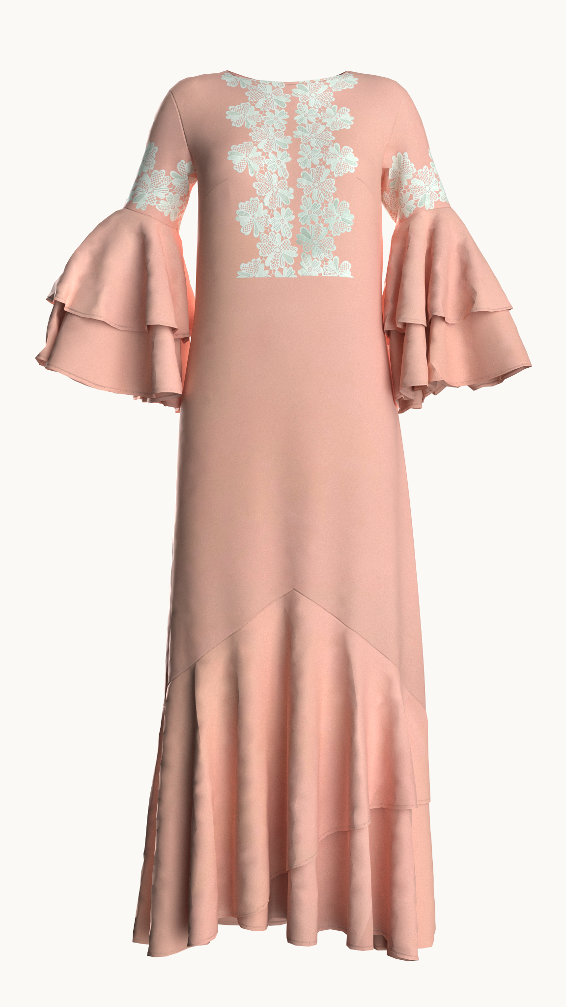 Maxi dress with ruffle sleeve (Plus size)