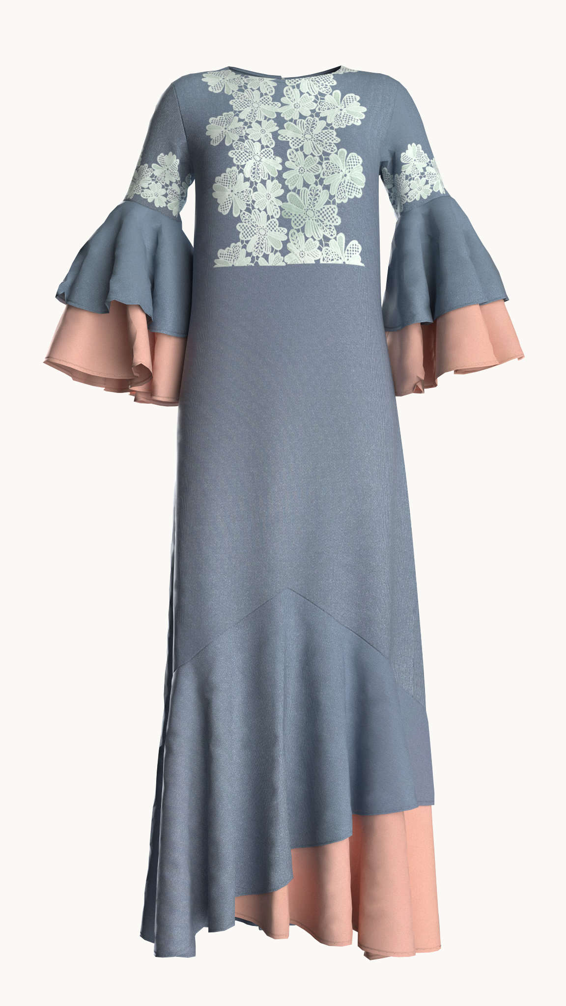 Maxi dress with ruffle sleeve