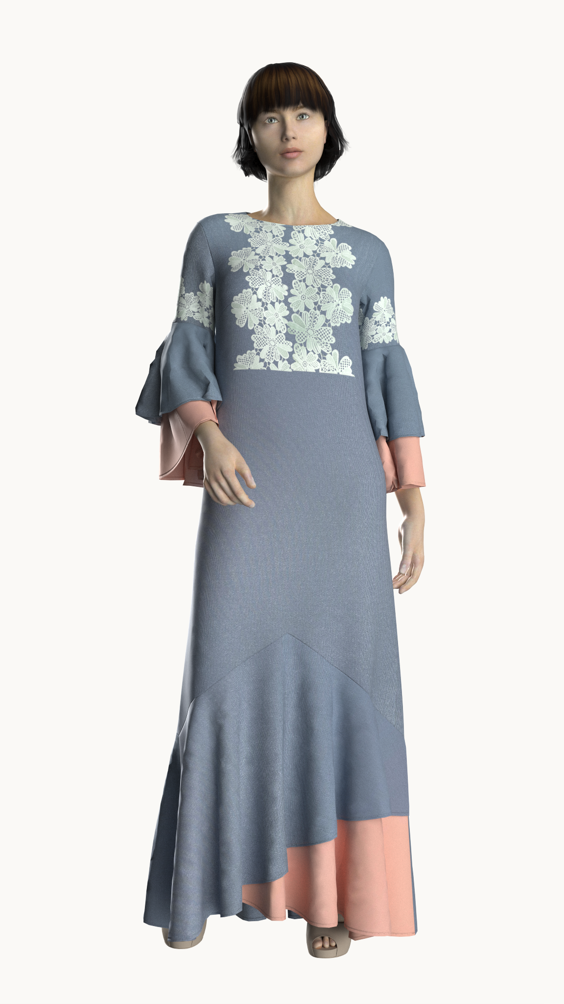 Maxi dress with ruffle sleeve (Plus size)