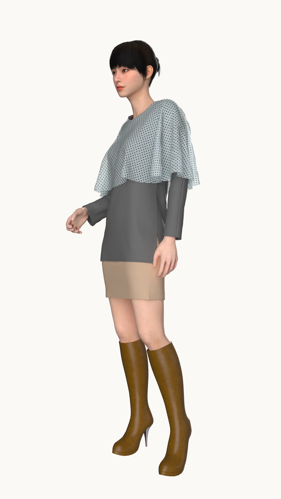 Poncho style layered with full sleeve top