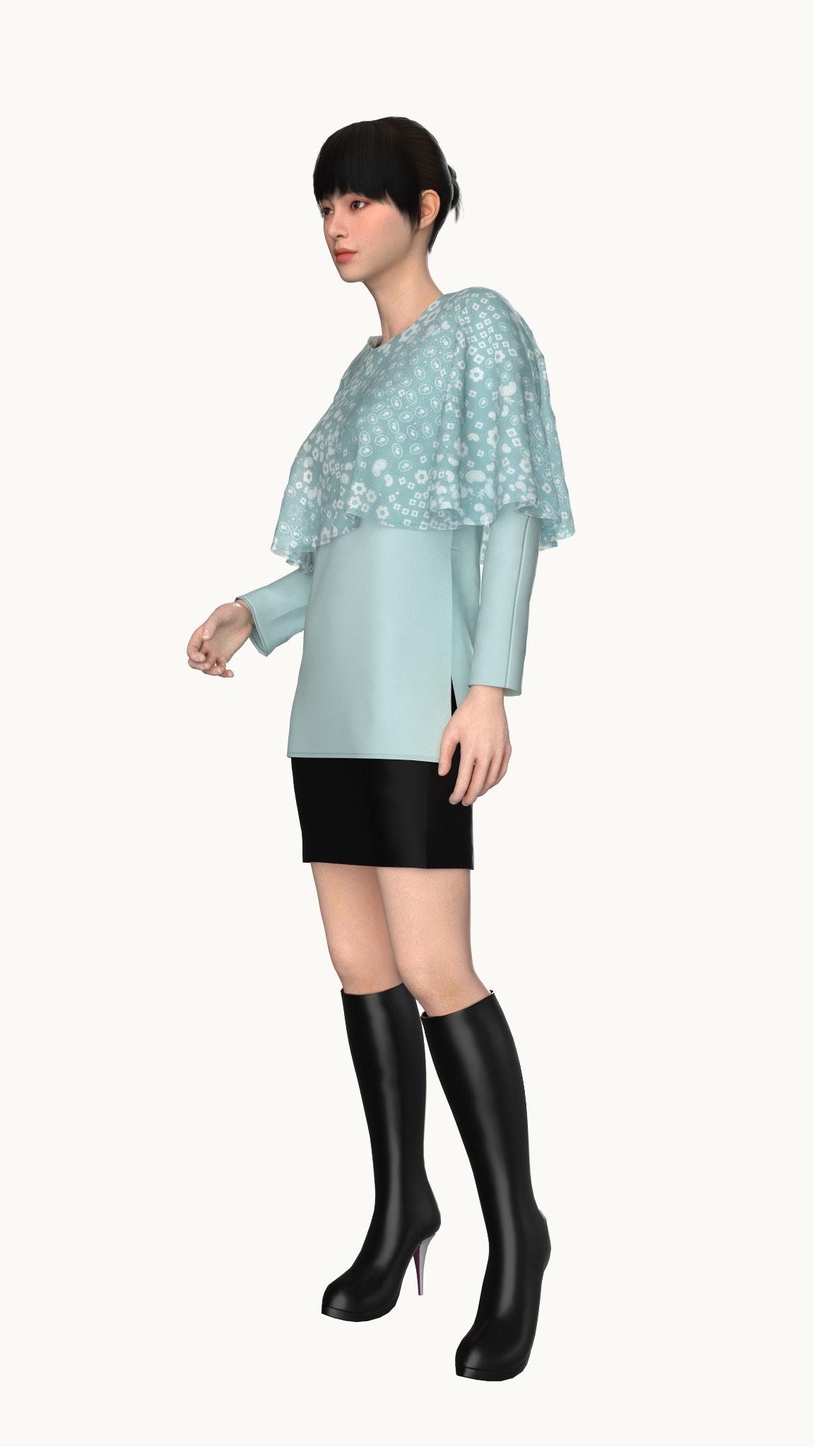 Poncho style layered with full sleeve top