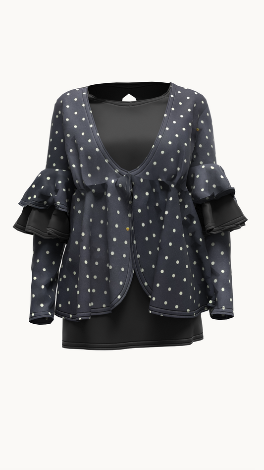 Top with layered bell sleeve