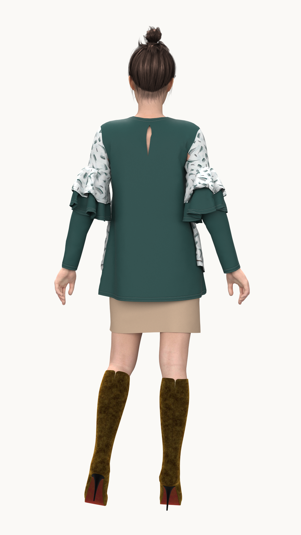 Top with layered bell sleeve