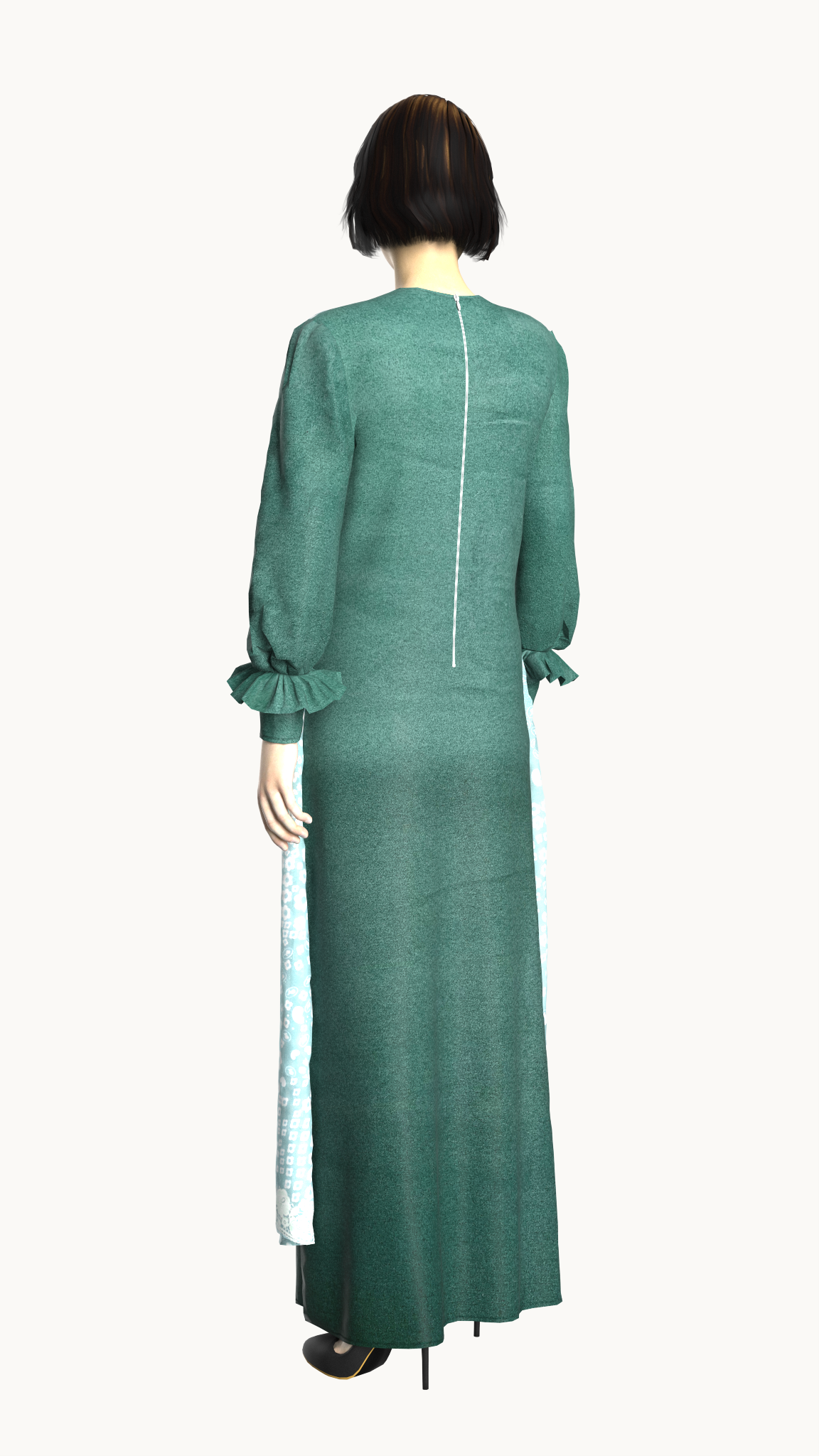 Coat style layered lace dress (Deep sea green)