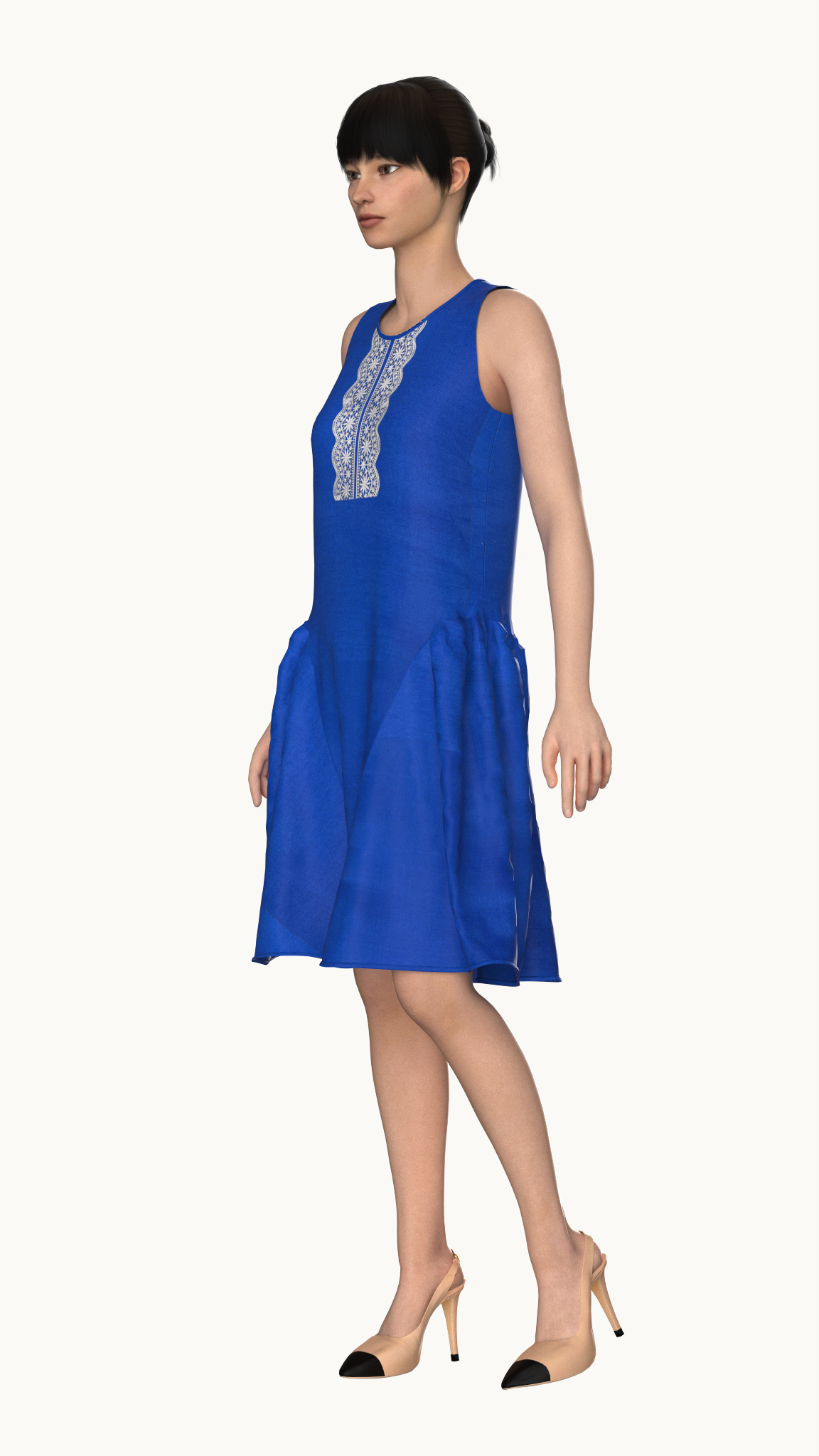 Gored Panel Mini dress with in-cut sleeve ( Blue)