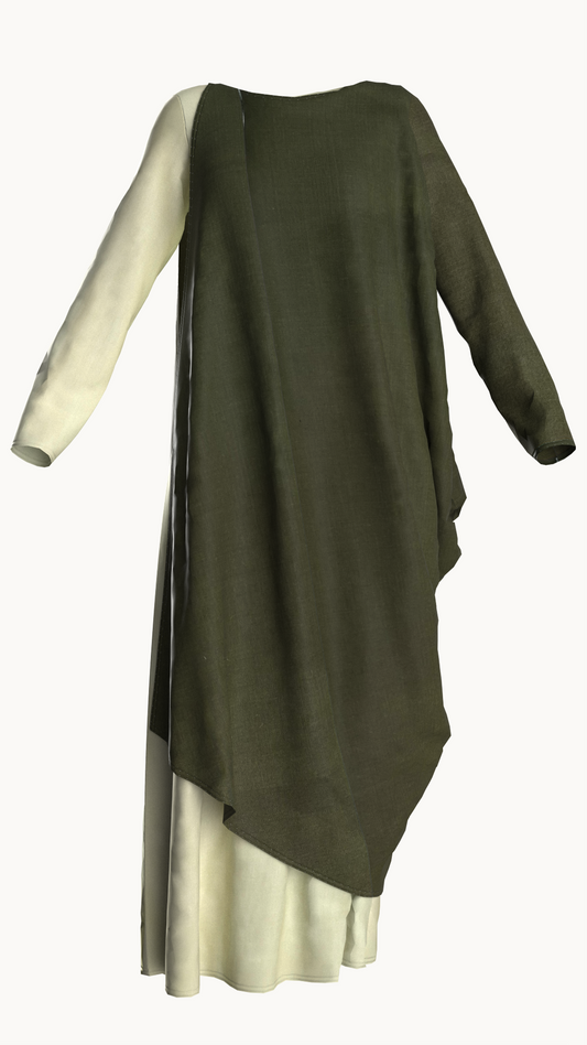 Drape silhouette, this full-sleeve maxi dress is featured in a drape-side design with contrast colour.
