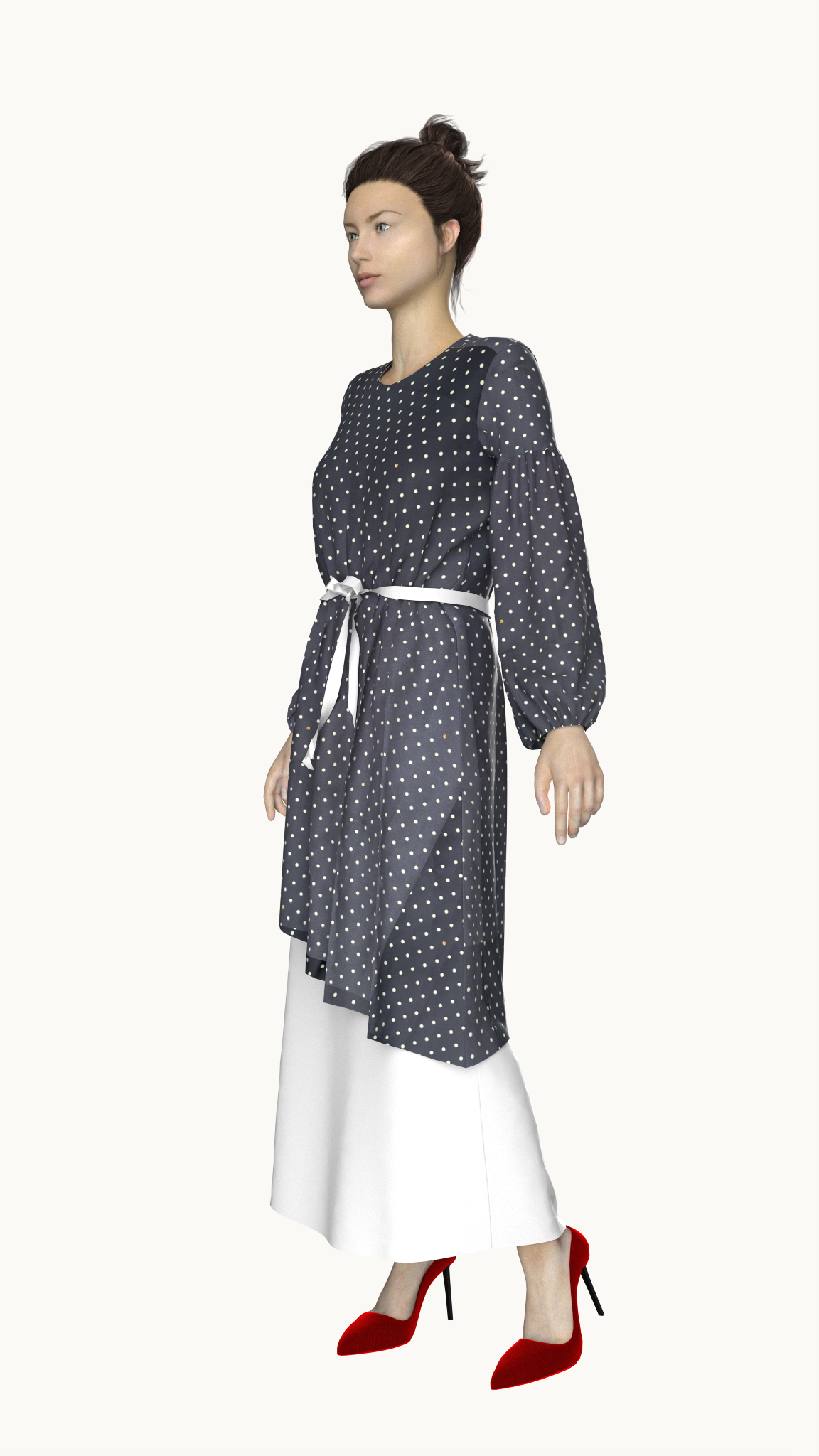 Double layered maxi dress (Black polka dots combo)