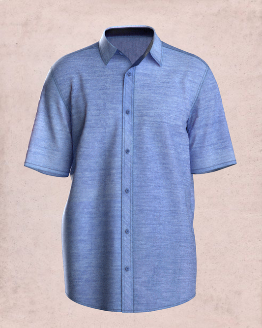 Solid cotton shirt (Light denim blue)