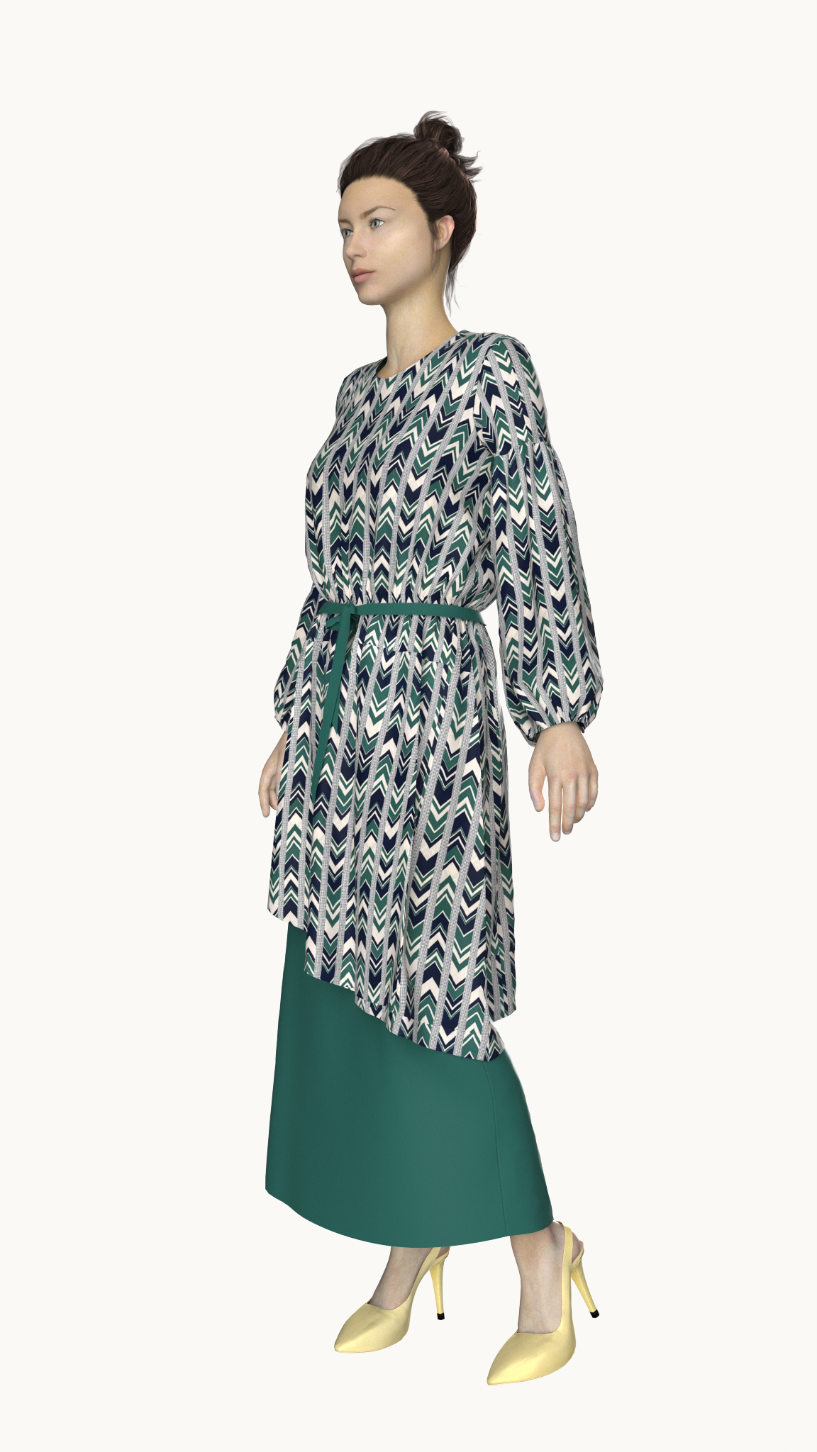 Double layered maxi dress (Green combo)