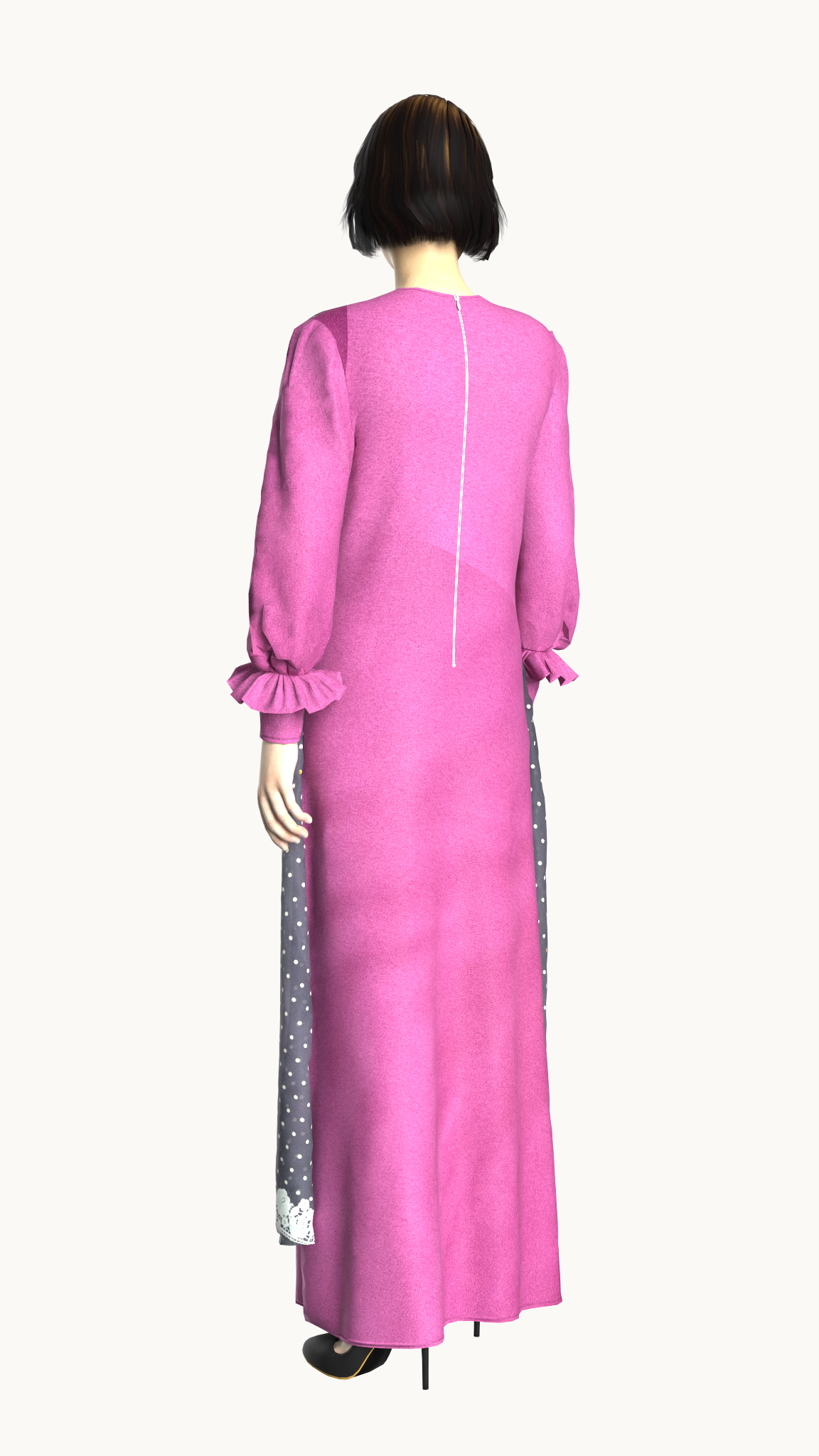 大衣款式分层蕾丝连衣裙（皇家紫红色）