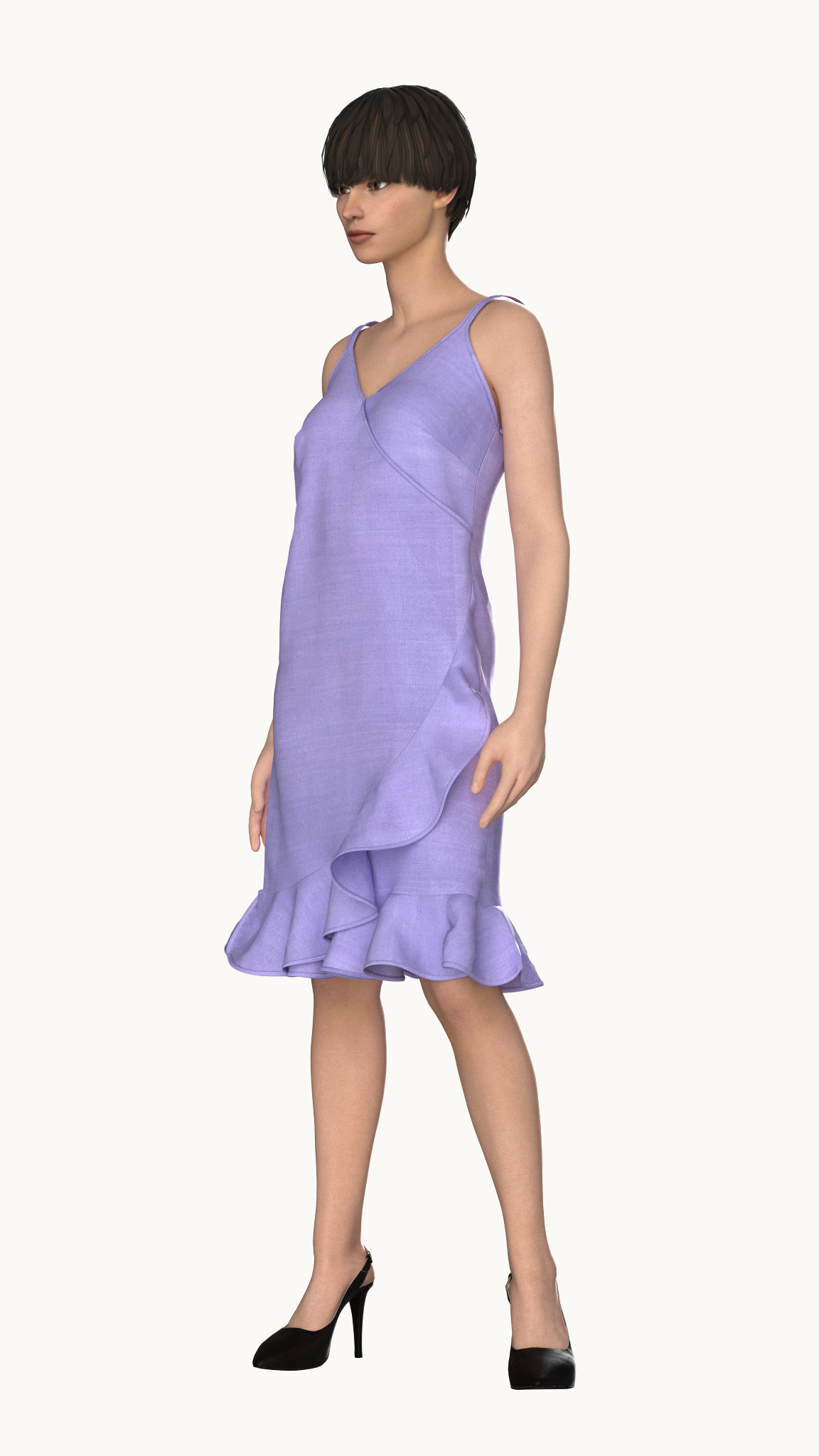 Wrap dress with ruffle hem (Light Violet)
