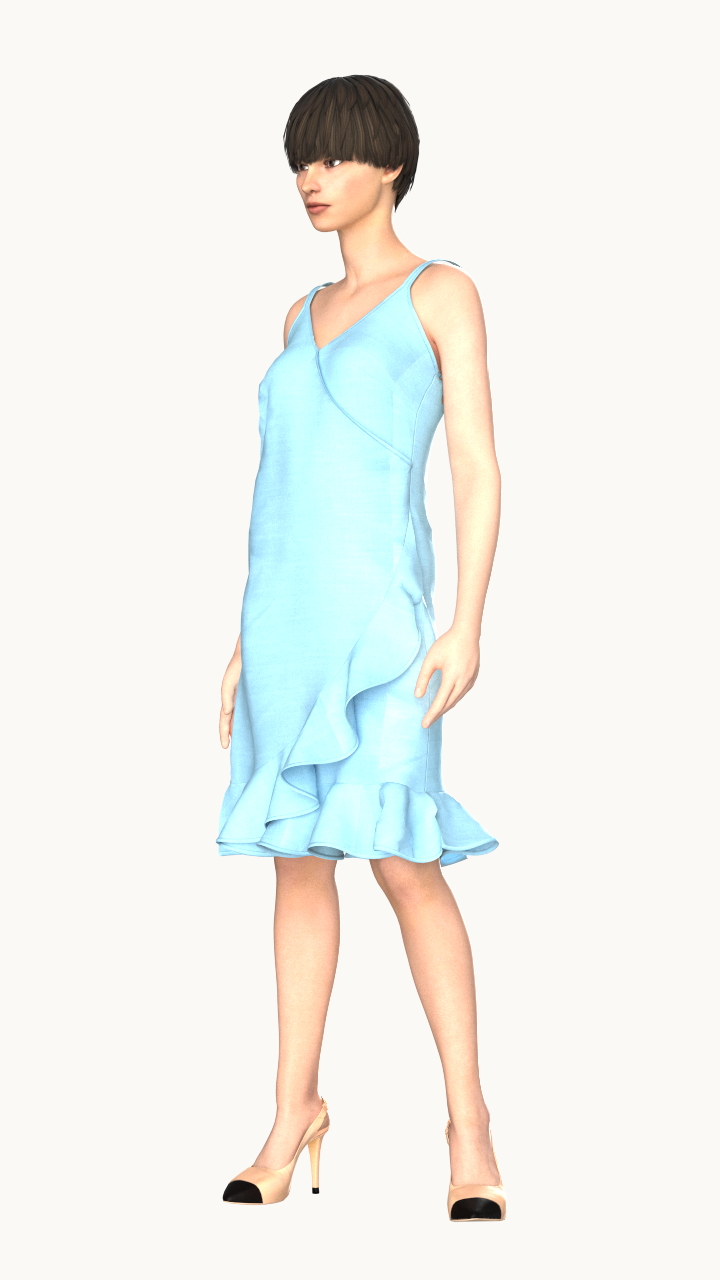 Wrap dress with ruffle hem (Aqua)